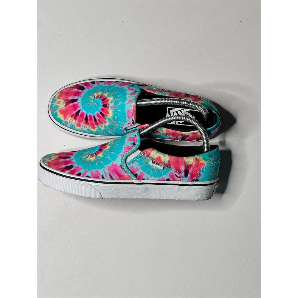 Vans Unisex Slip-On Sneakers Multicolor Rainbow Tie Dye Casual Shoes Siz… - Picture 8 of 9